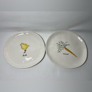 Rae Dunn Magenta M Studios Salad Plates with Carrot and Chick - 2 Pieces